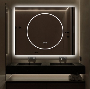 🪞 Oglindă LED cu Touch și Funcție Dezaburire, 3 Tipuri de Lumină – 100x80 cm, Model J193-10080 Smack - Img 5