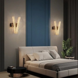 Aplică LED Auriu cu Cristale – 2 Surse, 10W, 3 Tipuri de Lumină, 35×20×12 cm - Img 3
