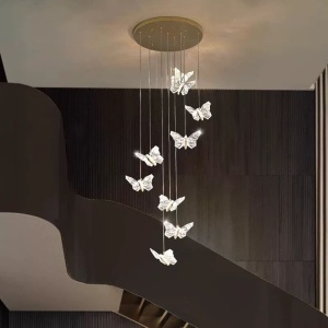 Candelabru LED DJ011-8 – 32W, cristal & metal auriu, cu telecomanda - Img 3