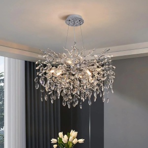 Candelabru Model 33020-460 – Textură Cristal & Metal, 6 x E14, Argintiu - Img 2