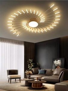 Lustra LED, 3 Tipuri De Lumina, 60W, Auriu - Img 2