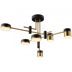 Lustra LED Cu Telecomanda Zelma, 3 Tipuri De Lumina, 55W, Negru/Auriu - Img 2