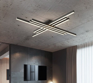 Lustra LED Holly Two, Cu Telecomanda, 3 Tipuri De Lumina, Intensitate Reglabila, 146W, Black - Img 2