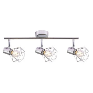 Lustră Rustică cu 3 Brațe, Argintiu – Soclu E14, Design Din Metal, 480×100×190 mm