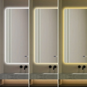 Oglindă Baie LED și Dezaburire Elit’s Premium: Senzor Touch, Lumina Rece, Caldă și Neutră, 80x100cm, Lumina Ambientală Spate - Img 7