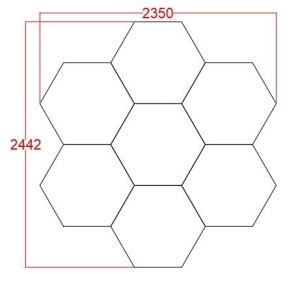 Panou LED HoneyComb, 7 Hexagoane, Lumină Rece 6500K, 240W - Img 2