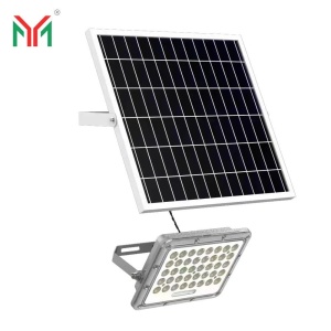 Proiector LED cu Panou Solar și Telecomandă, Rezistent la Apă IP65, 100W, Gri - Img 1