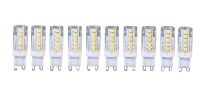 Set 10 × Becuri LED G9 – 5 W, lumină caldă 3000 K, 220 V - Img 1