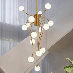 ✨ Lustră Modernă E007/15 – Eleganță Aurie și Lumină Rafinată - Img 2