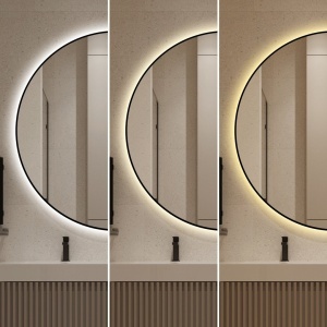 🪞 Oglindă LED cu Touch, Funcție Dezaburire și 3 Tipuri de Lumină – Ramă Negru Mat, 90 cm, Model J188-90 Smack - Img 5