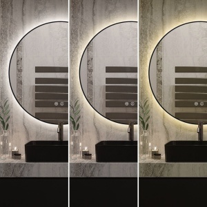 🪞 Oglindă LED cu Touch, Funcție Dezaburire și 3 Tipuri de Lumină – Model J188-60 Smack, Ø60 cm, Ramă Negru Mat - Img 6