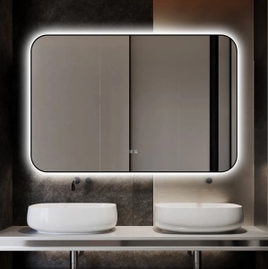 🪞 Oglindă LED cu Touch și Funcție Dezaburire – Ramă Negru, 120x80 cm, Model J187-12080 Smack - Img 7