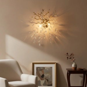 Aplică Model W33007-2L – Textură Cristal & Metal, 2 x E14, Auriu - Img 4
