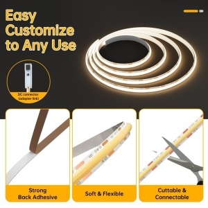 Kit Bandă LED COB CCT – 5 m, 15 W/m, 24 V, Telecomandă și Transformator 72 W - Img 2