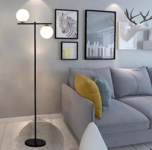 Lampadar Venus, 2 globuri, Negru, 157cm
