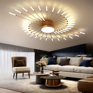 Lustra LED, 3 Tipuri De Lumina, 60W, Auriu - Img 1