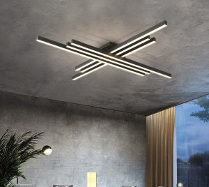 Lustra LED Holly Two, Cu Telecomanda, 3 Tipuri De Lumina, Intensitate Reglabila, 146W, Black - Img 3
