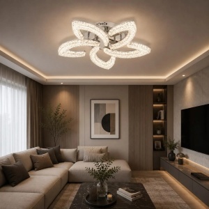 Lustră LED Model K2558-5 – 120W, Telecomandă, 3 Tipuri de Lumină, Intensitate Reglabilă