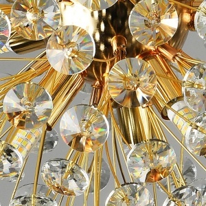 Lustră LED Tip Pendul Model 21-5 – Cristal & Metal, 30 x G9, Auriu - Img 3