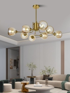 Lustra model N6802-8 – 8 abajururi elegante, finisaj auriu - Img 1
