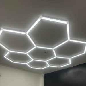 Panou LED HoneyComb, 7 Hexagoane, Lumină Rece 6500K, 240W - Img 1