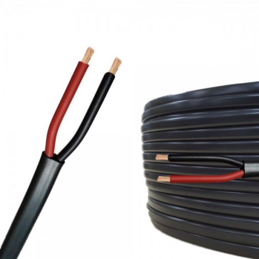 Cablu electric auto, plat, negru, FLYY 2x1 mmp, rola 50ml