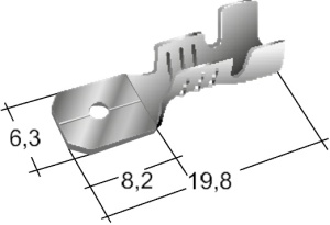 Papuc neizolat tata, latime 6,3mm, pentru fir de 2,5mm2, cupru, scurt - 100buc/set - Img 2