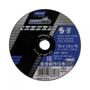 NORTON BLUE DISC TAIERE INOX A60T - 76x1.0x10MM - T41