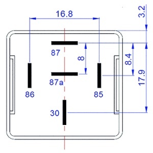Releu auto 12V 40/30A, 5 pini, contact comutator, bobină cu diodă de protecție - Img 2
