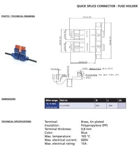 Suport siguranta pe fir, quick splice, albastru, CL2.5 - Img 2