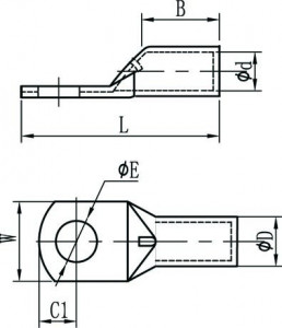 GT95 - Papuc cupru electrolitic neizolat, cu gaura, pentru fir de 95mmp - Img 2