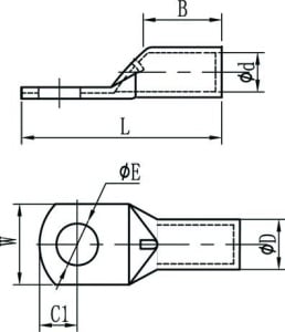 GT120 - Papuc cupru electrolitic neizolat, cu gaura, pentru fir de 120mmp - Img 2