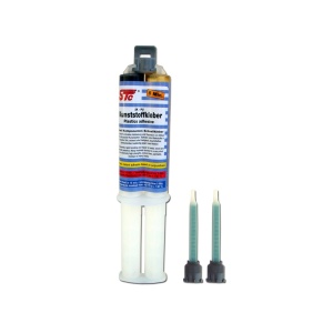 Adeziv STC pentru lipit plastic PUR 2K 5min, seringa dubla + 2 mixere 25g - Img 1