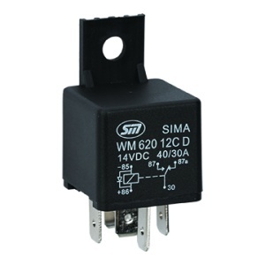 Releu auto 12V 40/30A, 5 pini, contact comutator, bobină cu diodă de protecție