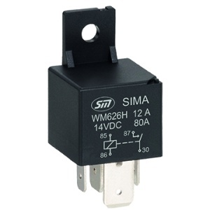 Releu auto 12V 80A, 4 pini, normal deschis, cu suport de montaj