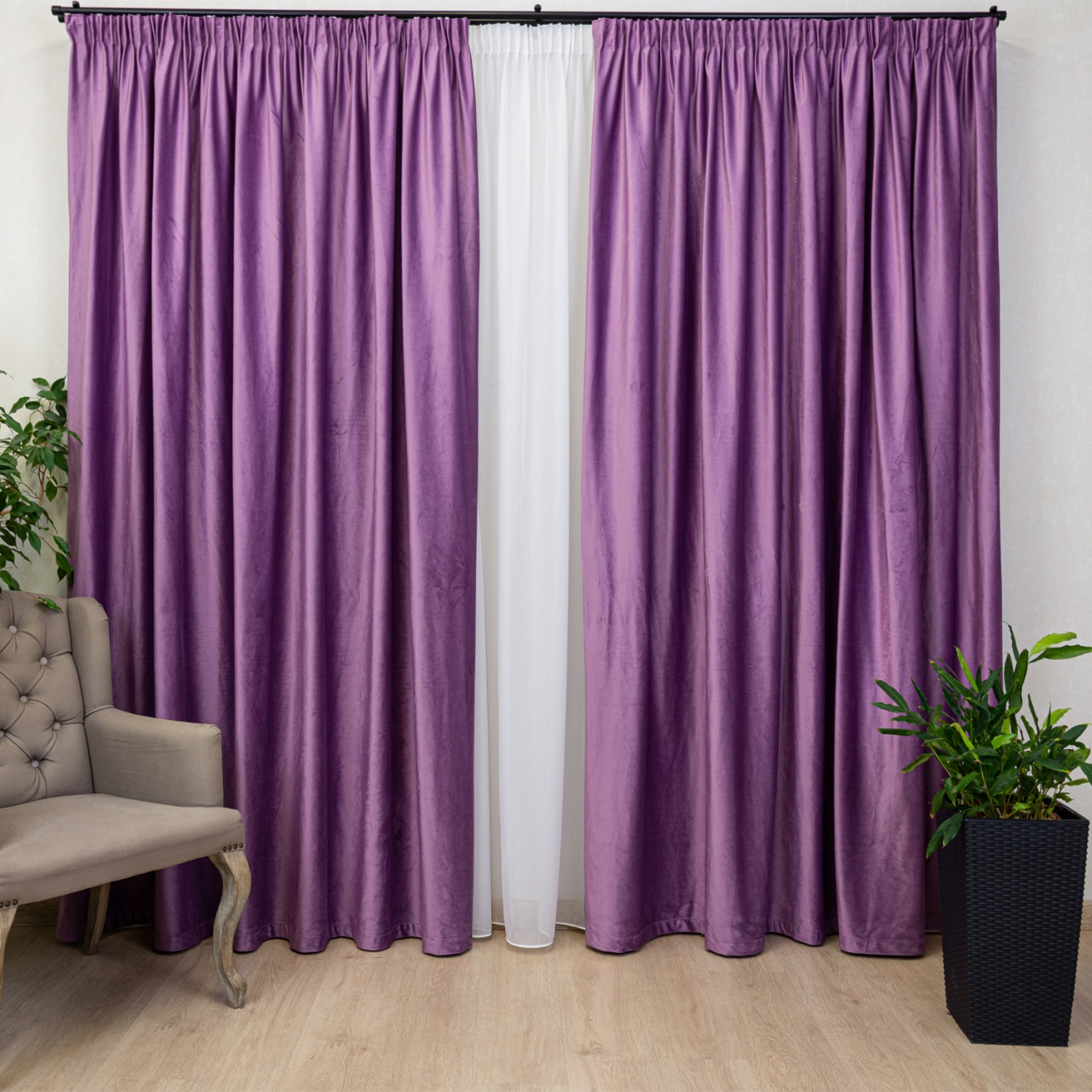 Draperie Hiko Comfy catifea mov intens, cu rejansa, 1 bucata - 2 | YEO