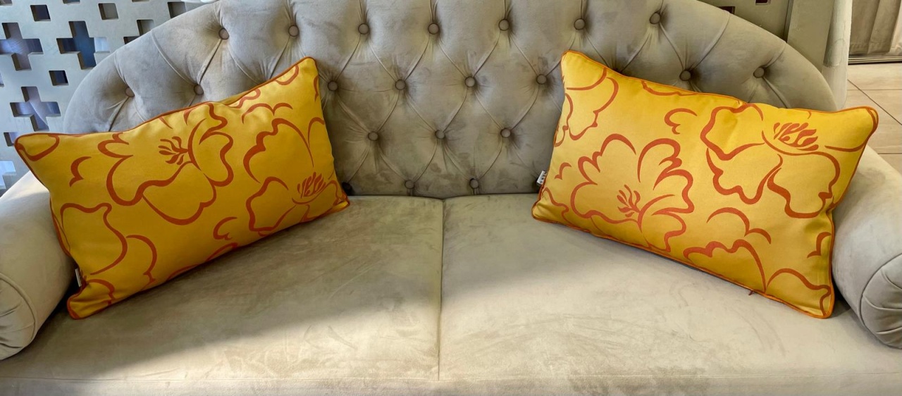Set 2 perne decorative cu fata detasabila, Hiko mustar auriu portocaliu 2x40x60cm - 2 | YEO