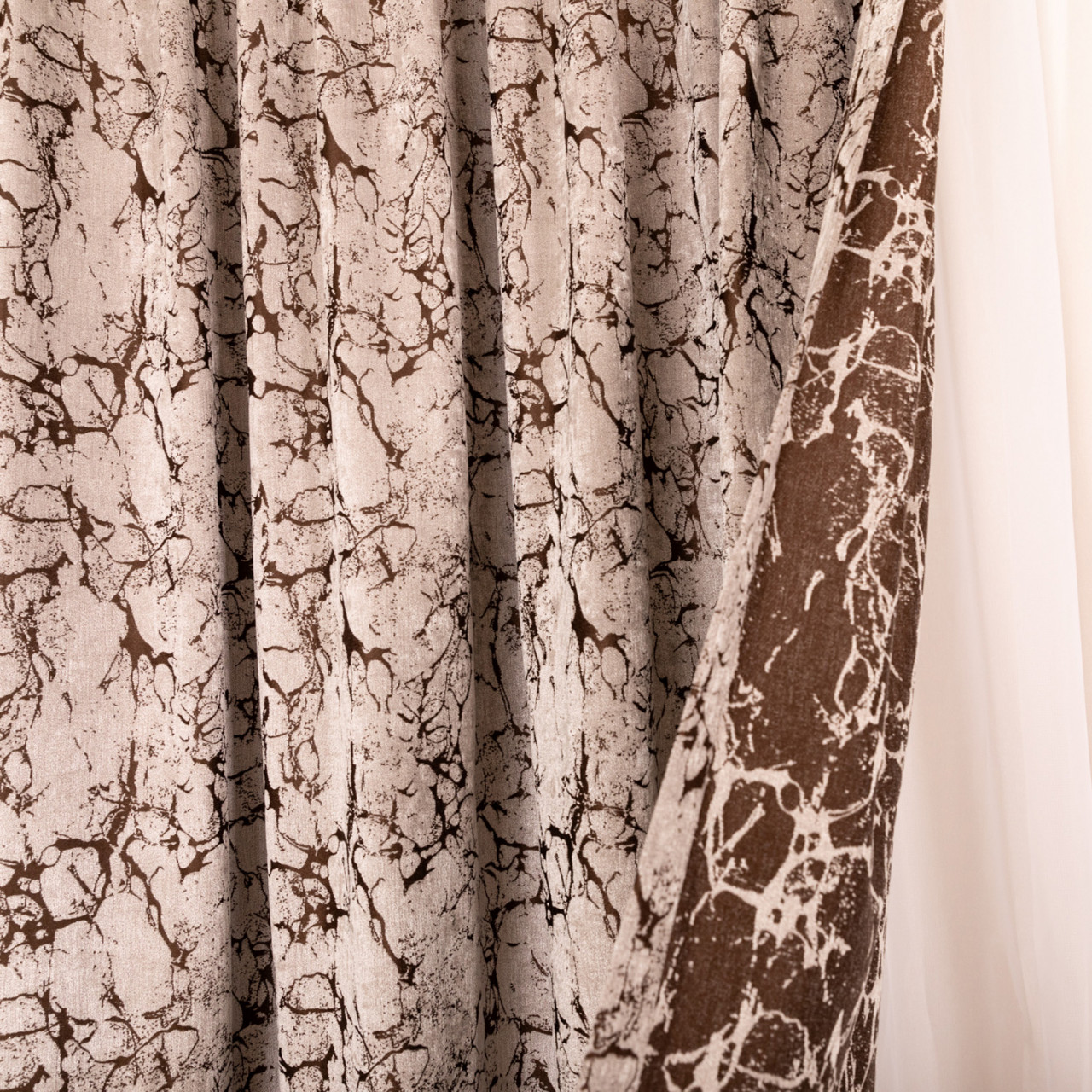 Set 2 draperii Hiko Chenille maro, cu rejansa - 3 | YEO