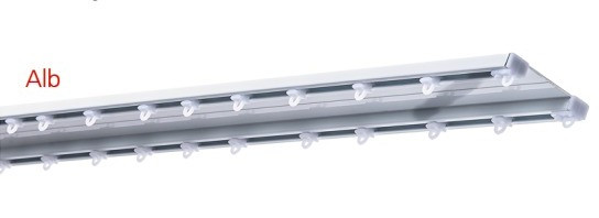 Sina dubla din aluminiu cu accesorii de prindere al perdelelor si draperiilor, pe dimensiunea exacta