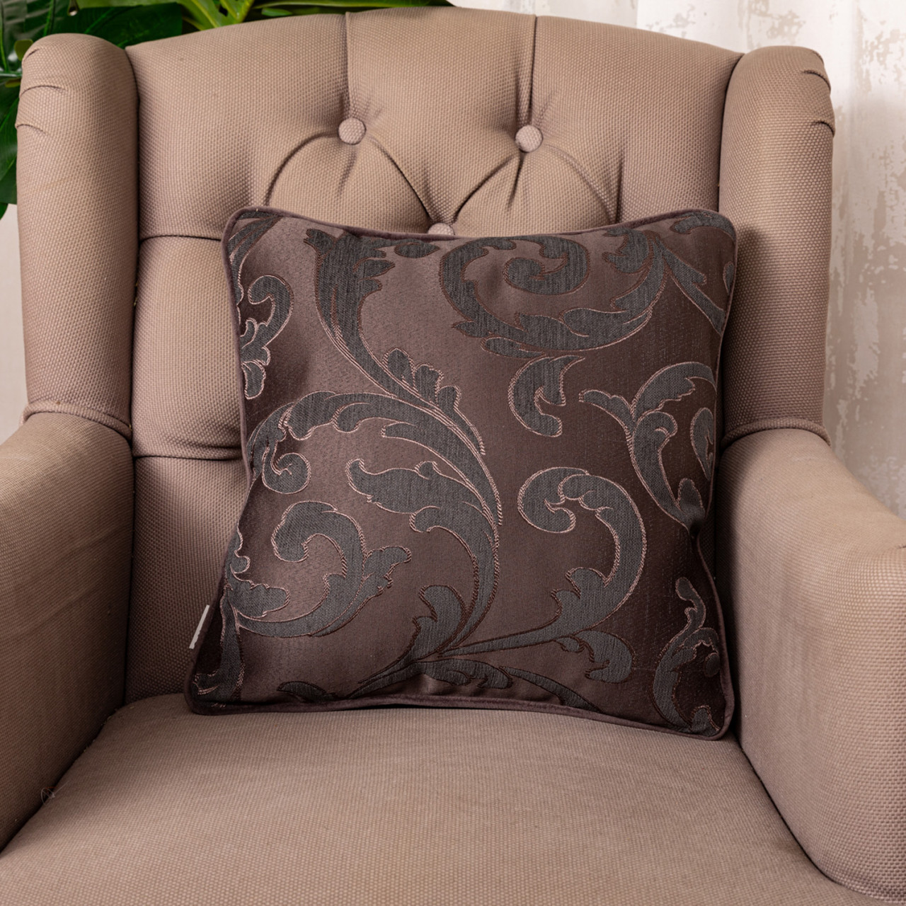 Set 2 perne decorative baroc Deluxe Hiko Versailles taupecu fata detasabila si vipusca din catifea - 3 | YEO