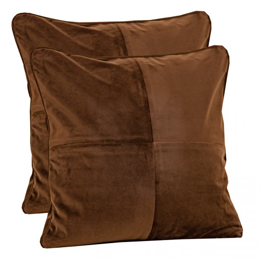 Set doua perne decorative cu fata detasabila, Hiko COMFY catifea maro