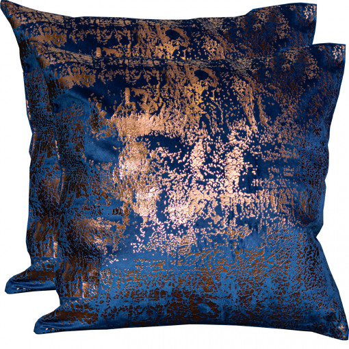 Set doua perne decorative cu fata detasabila, Hiko COMFY IMPERIAL catifea albastru royal 2x40x40cm