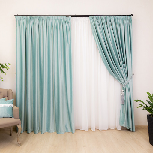 Set 2 draperii Hiko COMFY catifea ice blue, cu rejansa