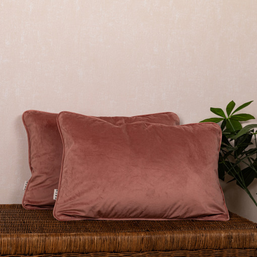 Set 2 perne decorative 2x40x60cm cu fata detasabila, Hiko COMFY catifea somon