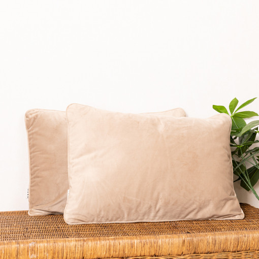 Set 2 perne decorative 2x40x60cm cu fata detasabila, Hiko COMFY catifea bej