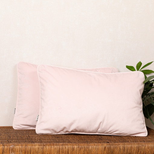 Set 2 perne decorative 2x40x60cm cu fata detasabila, Hiko COMFY catifea baby roz