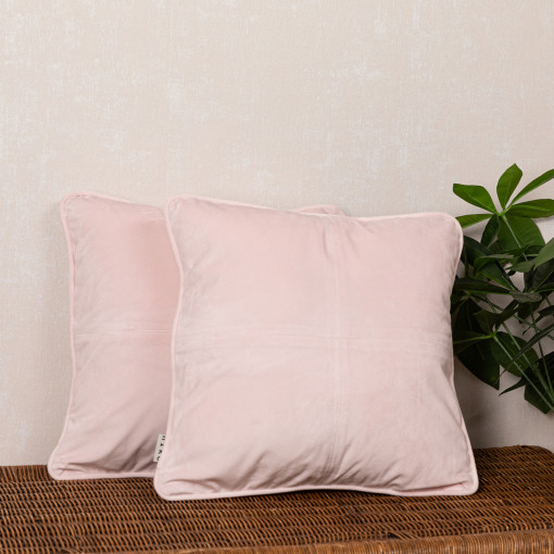 Set 2 perne decorative cu fata detasabila Hiko COMFY catifea baby roz