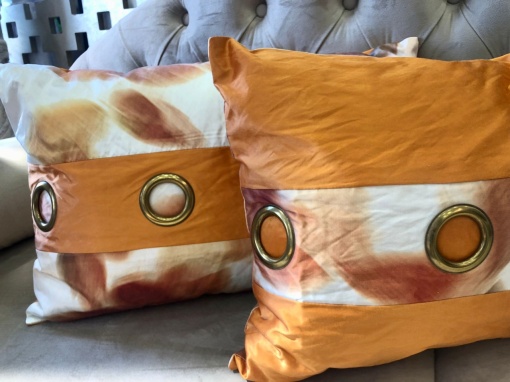 Set UNIC, 2 perne decorative, tafta creponata 2x40x60cm, cu fata detasabila, Hiko Orange