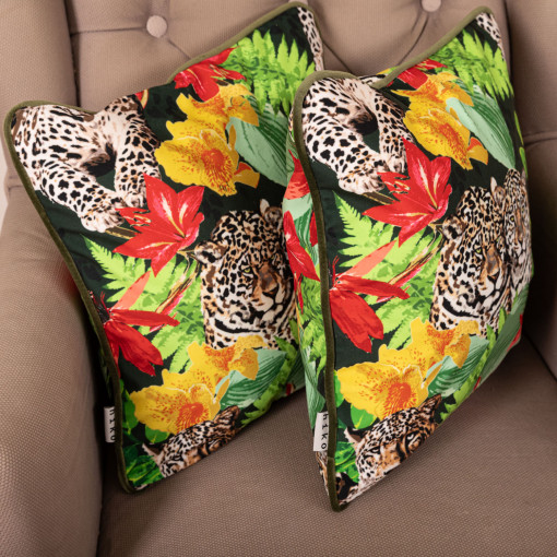 Set 2 perne decorative cu fata detasabila, Hiko Fantasy Indian Jungle