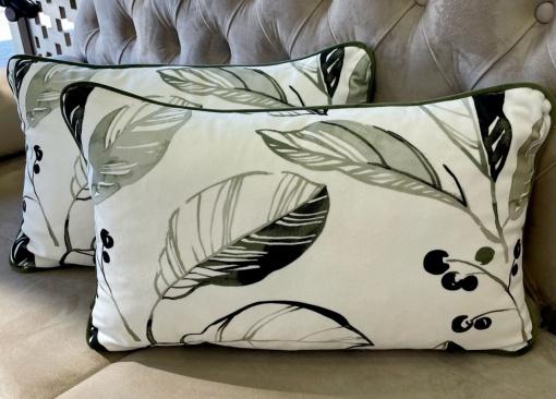 Set 2 perne decorative, cu fata detasabila, Hiko Plus Olive kaki 2x40x60cm
